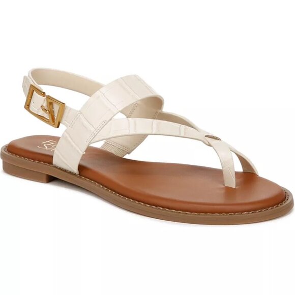 Franco Sarto Gabby Cream Open Round Toe Slingback Flat Sandals Size 9 New - Picture 1 of 10